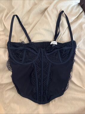 PacSun Navy Lace Underwire Corset Bodysuit